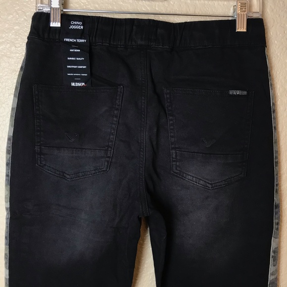 Hudson Knit Stretch Denim Chino Jogger Jeans Black & Camouflage Size XL - Picture 6 of 6
